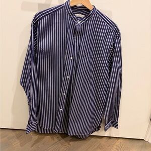 United Arrows Navy Striped Button-Down Shirt